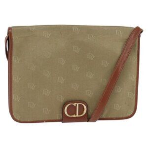 Christian Dior Shoulder Bag Nylon Beige Gold Auth 147658